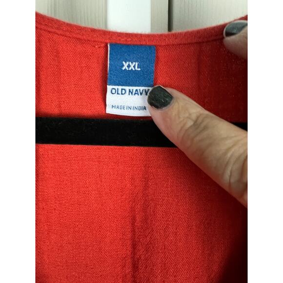 Old Navy Burnt Orange Maxi Dress Balloon Sleeve Gauzy Cotton Fall Boho XXL - Picture 2 of 6